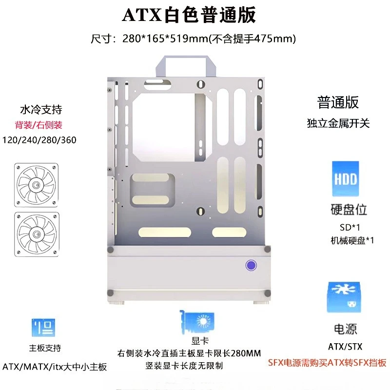 Open Chassis 240/360 Water-Coo - Pc Gaming Case 评论和价格