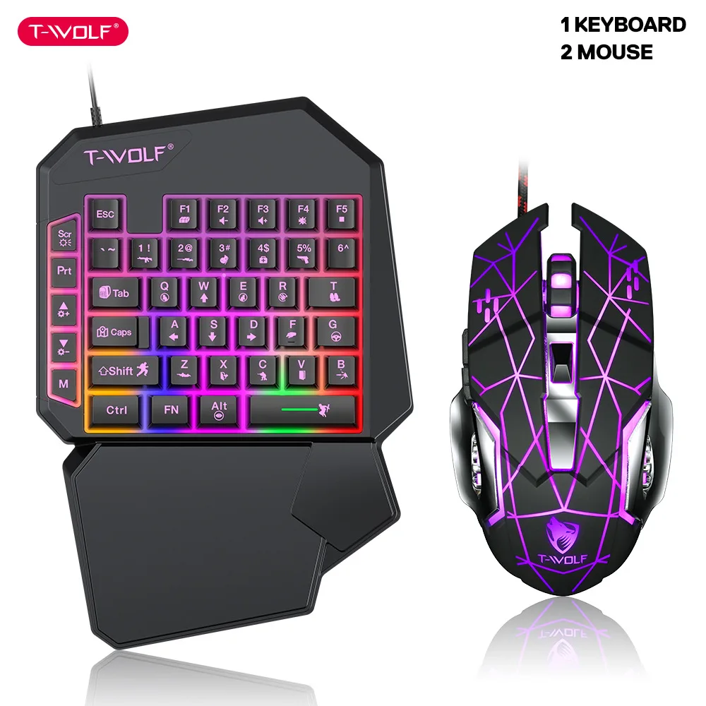 T-WOLF TF900 One Handed Keyboa - Pc Gaming Set 评论和价格