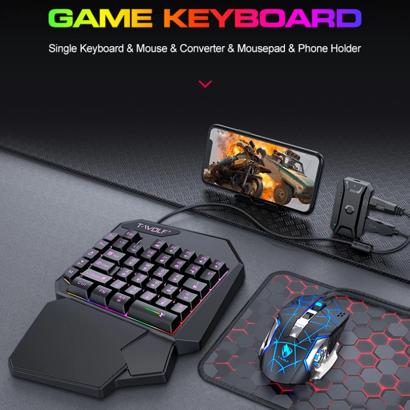 T-WOLF TF900 One Handed Keyboa - Pc Gaming Set 评论和价格
