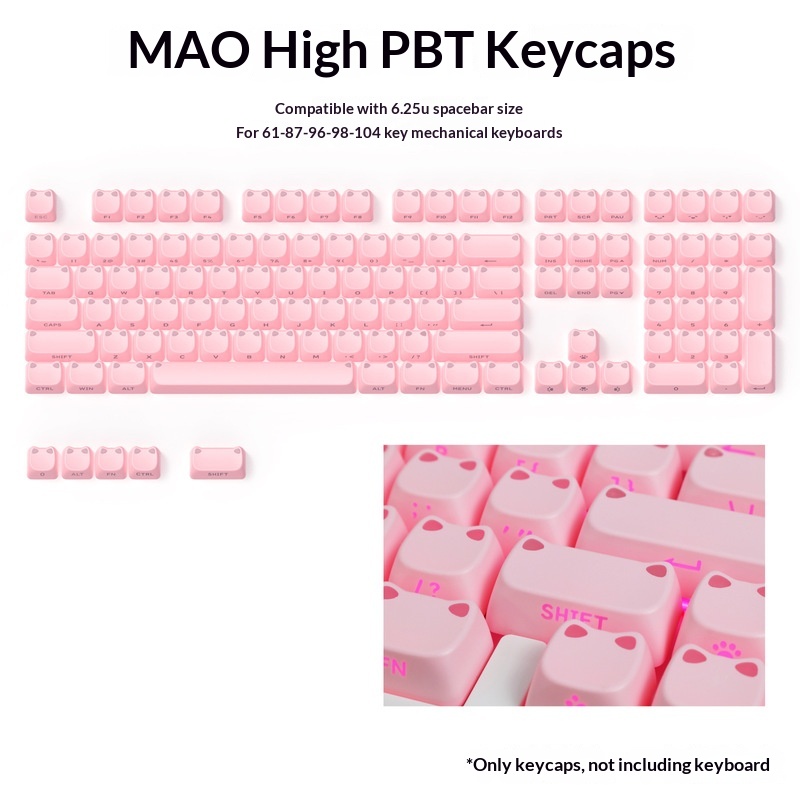 113 Key MAO Cute Cat Ear Trans - Custom Keycaps 评论和价格