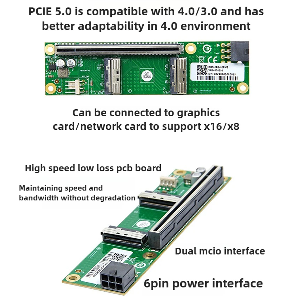 ADT-Link PCIe 5.0 X16 To MCIO  - Gpu Vertical Mount 评论和价格