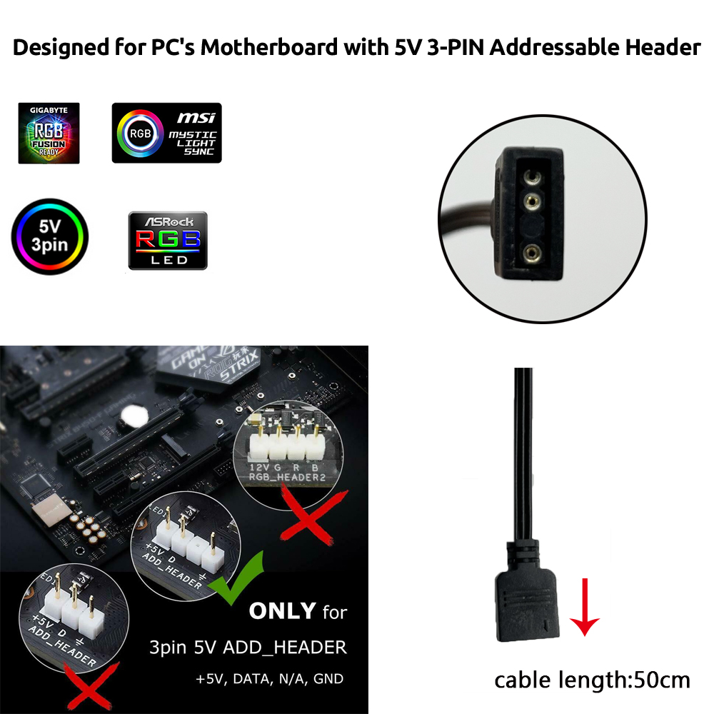 5V ARGB 3Pin Header for Asus A - Pc Gaming Case 评论和价格