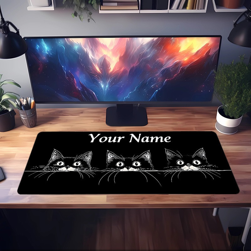 Cute 3 Black Cats Custom Desk  - Pc Gaming Names 评论和价格